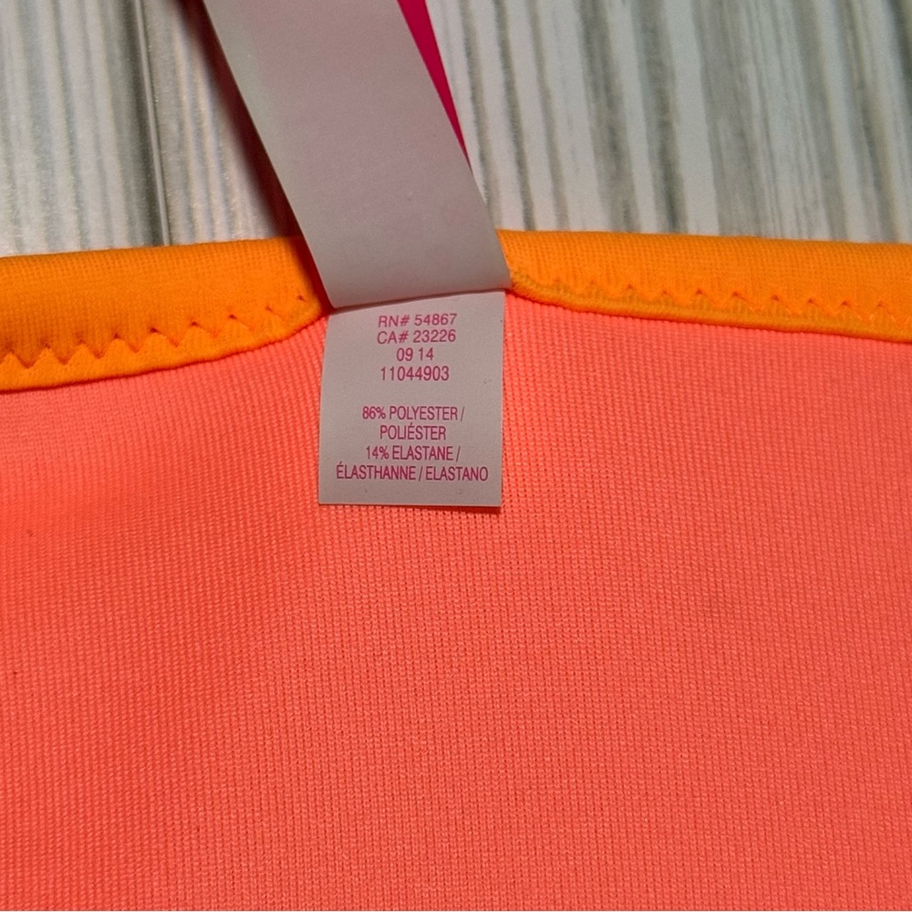 NEW Victoria’s Secret Swim Bikini Set Neoprene Orange Pink 36DD Sporty Zip - Picture 6 of 8